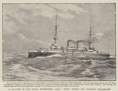 Una novità nelle manovre navali, H M S Juno attrezzata per la telegrafia senza fili da William T. Maud
