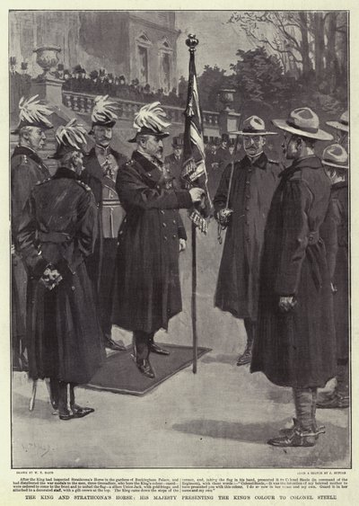 Il re e il cavallo di Strathcona, Sua Maestà presenta il colore del re al colonnello Steele da William T. Maud