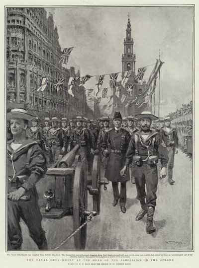 Il distaccamento navale alla testa della processione nello Strand da William T. Maud