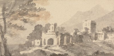 Paesaggio Italiano con Castello in Rovina da William Taverner