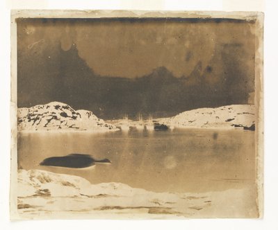 Vista attraverso una baia verso le navi di ricerca Franklin sotto il comando del Capitano Belcher da William Thomas Domville