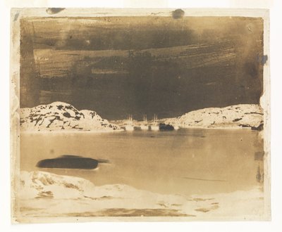 Una vista attraverso una baia verso le navi di ricerca Franklin sotto il comando del capitano Belcher da William Thomas Domville
