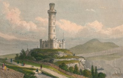 Monumento a Nelson, Calton Hill, Edimburgo, c1830 da William Tombleson