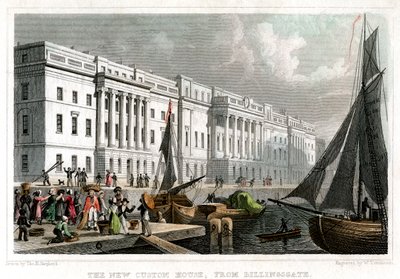 La nuova Dogana, da Billingsgate, Città di Londra, c1830 da William Tombleson