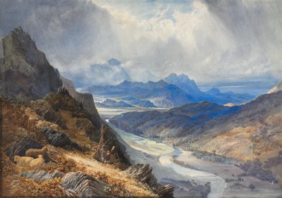 Vista da Moel Cynwich: guardando oltre la valle di Afon Mawddach e verso Cader Idris da Joseph Mallord William Turner