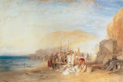 Hastings: Mercato del pesce sulla sabbia, mattina presto da Joseph Mallord William Turner