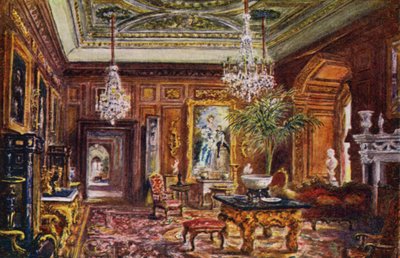 Castello di Warwick: Sala dei Cedri (litografia a colori) da William W. Quatremain
