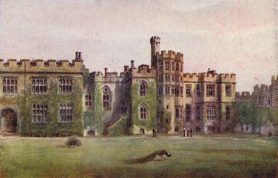 Castello di Warwick: Ingresso della Cappella (litografia a colori) da William W. Quatremain