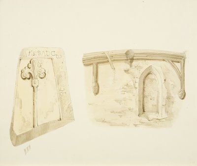 Parte di una tomba e resti di una finestra nella chiesa di San Giacomo, Bristol da William W. Wheatley