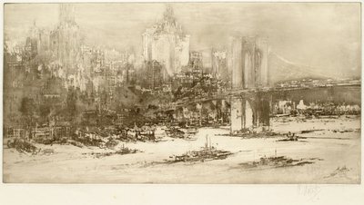 Ponte di Brooklyn, New York (grande tavola) da William Walcot