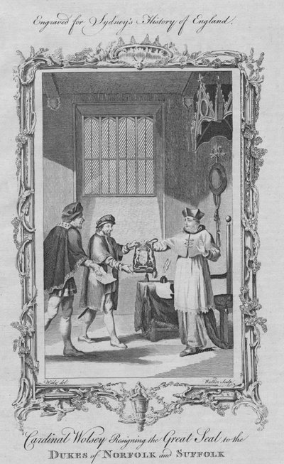 Il cardinale Wolsey che consegna il Gran Sigillo ai duchi di Norfolk e Suffolk, 1773 da William Walker