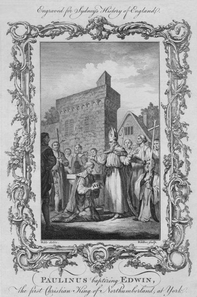 Paolino battezza Edwin, il primo re cristiano di Northumberland, a York, 1773 da William Walker