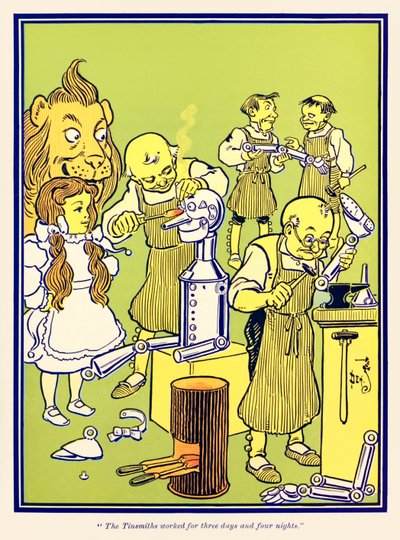 “I lattonieri lavorarono per tre giorni e quattro notti.” da “Il meraviglioso mago di Oz” di L. Frank Baum da William Wallace Denslow