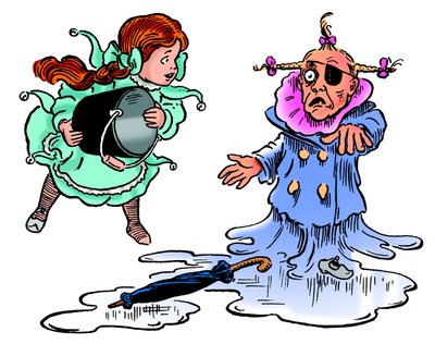 Il Meraviglioso Mago di Oz - Il Mago di Oz: disegno di Denslow, William Wallace (1856-1915) realizzato per la prima edizione del 1900 del libro di Frank Baum (1856-1919) - Dorothy scioglie la brutta strega dell
