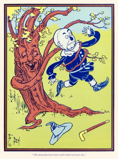 "I rami si piegarono e si attorcigliarono intorno a lui." da "Il meraviglioso mago di Oz" di L. Frank Baum da William Wallace Denslow