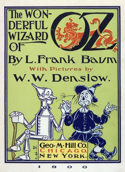 Pagina del titolo da Il meraviglioso mago di Oz di Lyman Frank Baum (1856 - 1919) pub. 1900 da William Wallace Denslow