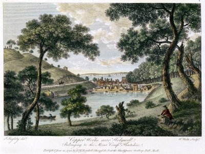 Raffinerie di rame vicino a Holywell, Flintshire, Galles di proprietà della Mona Company, 1792 da William Watts