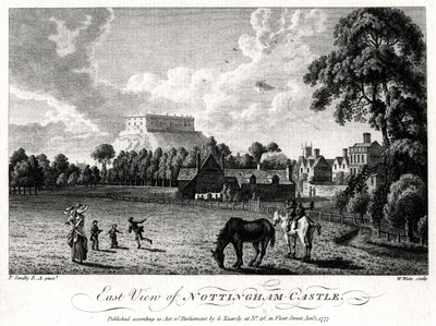 Vista orientale del Castello di Nottingham, Nottinghamshire, 1777 da William Watts