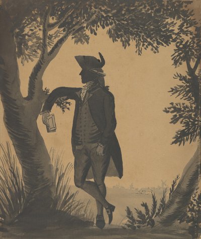 Giovane uomo appoggiato a un albero con un libro, ca. 1780-89 da William Wellings