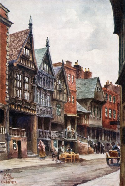 Chester, Palazzo del Vescovo Lloyd e Watergate Street da William Wiehe Collins