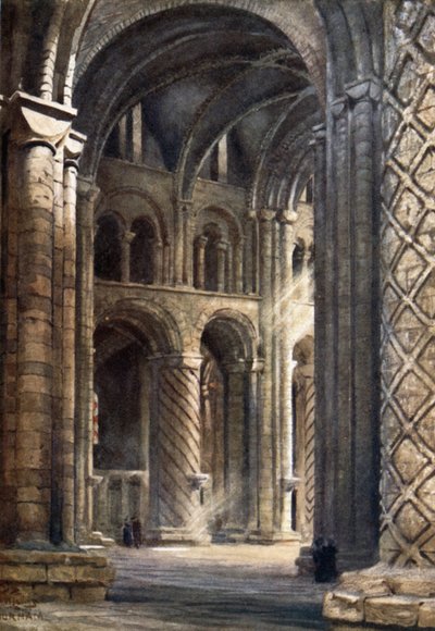 Durham, Interno della Cattedrale guardando attraverso la Navata verso il Transetto Sud da William Wiehe Collins