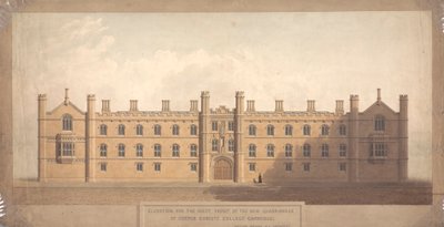 Elevazione per la facciata ovest del nuovo quadrilatero del Corpus Christi College, Cambridge da William Wilkins