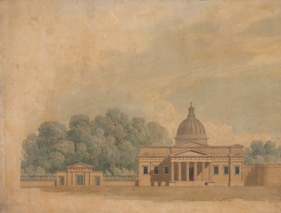 Elevazione di un edificio proposto per il Downing College, Cambridge da William Wilkins