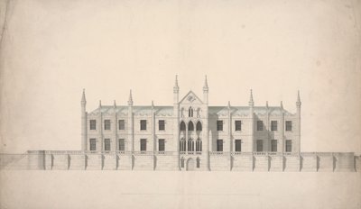 Elevazione di un progetto proposto per i collegi di Cambridge da William Wilkins