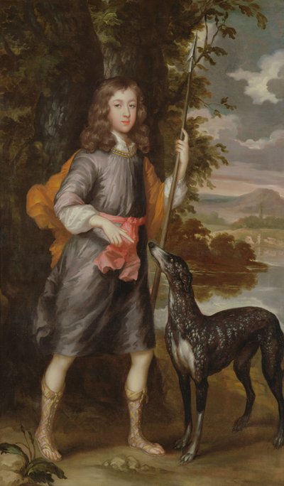 Un ragazzo con una lancia e un cane, c.1685 da William Wissing or Wissmig
