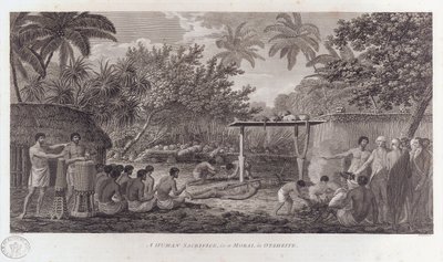 Sacrificio umano a Tahiti nel Pacifico del Sud da William Woollett