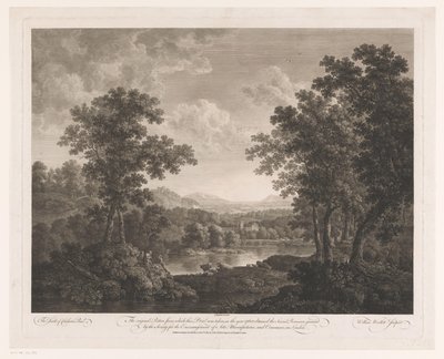 Paesaggio con pastori e bestiame presso un lago da William Woollett
