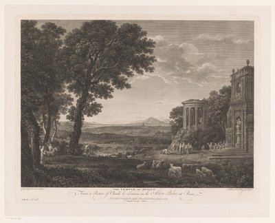 Paesaggio con il padre di Psiche che offre sacrifici al tempio di Apollo da William Woollett