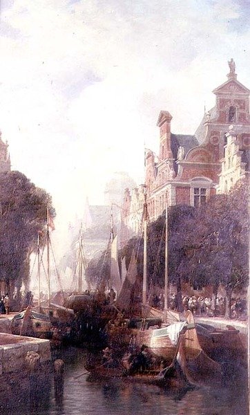 Veduta di un canale a Rotterdam da William Wyld