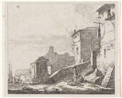Veduta di un villaggio su un porto da William Young Ottley (possibly)