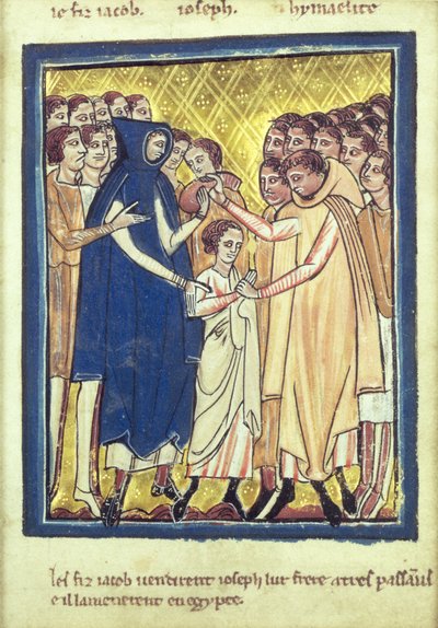 Giuseppe venduto dai suoi fratelli, da un libro di immagini bibliche, c.1250 da William de Brailes  