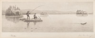 Senza titolo (Pesca con zattera di tronchi) da William de la Montagne Cary