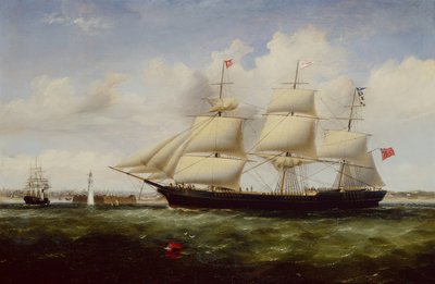 La Nave Shepherdess Passa il Forte e il Faro di Perch Rock mentre Arriva nel Mersey da Williams Kimmins McMinn