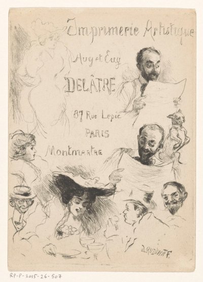 Biglietto da visita del tipografo Eugène Delâtre a Parigi da Willibald Wolf Rudinoff