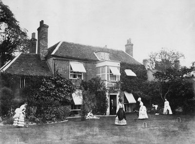 Croquet sul prato a Elm Lodge, Streatley, c.1870s da Willoughby Wallace Hooper