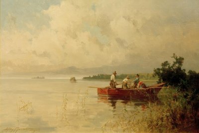 Pescatori sulla riva estiva del Chiemsee da Willy Moralt