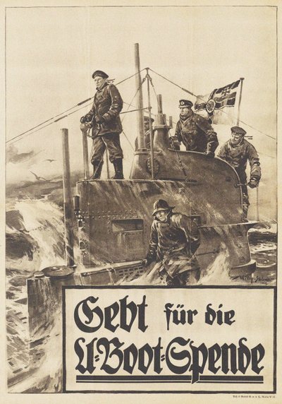 Dona alla raccolta fondi per il sottomarino. Poster, 1917 da Willy Stöwer