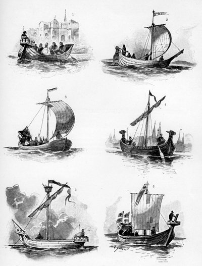 Navi della Lega Anseatica del XIV e XV secolo, 1903 da Willy Stöwer