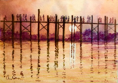 993 Ora di punta sul ponte U Bein, Mandalay da Wilson Clive