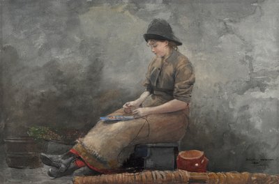 Una pescatrice che innesca le lenze da Winslow Homer