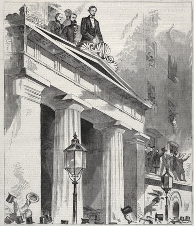 Abraham Lincoln, Presidente eletto, si rivolge al popolo dal balcone della Astor House, 9 febbraio 1861 da Winslow Homer