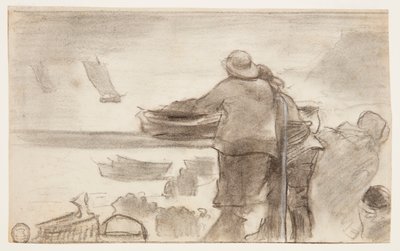Spiaggia con barche e persone, Cullercoats, Inghilterra da Winslow Homer