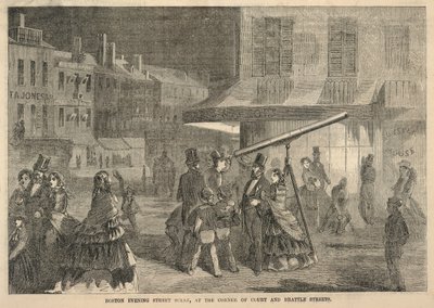 Scena di strada serale di Boston, all