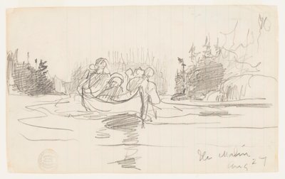 Canoa con Tre Uomini, Ile Maligne, Quebec da Winslow Homer