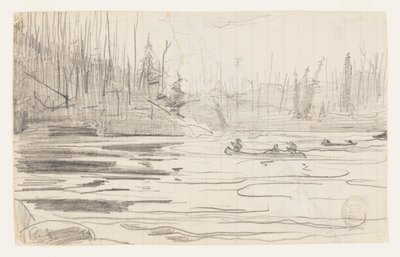 Canoe su un lago da Winslow Homer