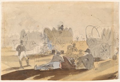 Carovana con carri coperti a riposo (recto) da Winslow Homer